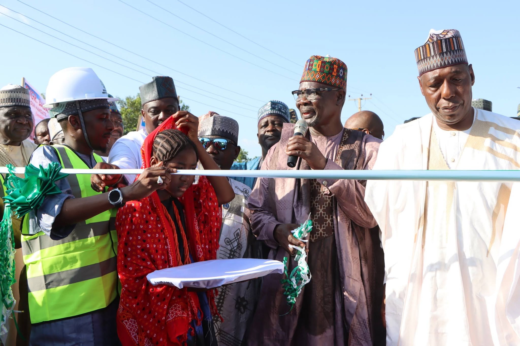 Governor Zulum and Commissioner Engr. Adam Bukar Bababe at Post Office Flyover